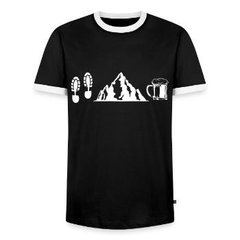 Hiking mountains beer - Men's Ringer Shirt - black/white - Front - AI Model Female 172 light (172cm) & AI Model Male 178 light (178cm)