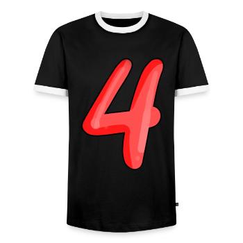 4 - Men's Ringer Shirt - black/white - Front - AI Model Female 172 light (172cm) & AI Model Male 178 light (178cm)