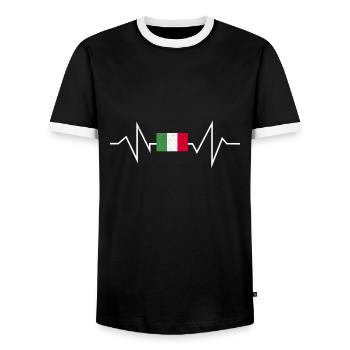 Italy Italian Italian heartbeat gift - Men's Ringer Shirt - black/white - Front - AI Model Female 172 light (172cm) & AI Model Male 178 light (178cm)