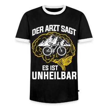 Fahrradfahrer Radfahrer Biker Radfahren Fahrrad - Männer Kontrast-T-Shirt - Schwarz/Weiß - Vorne - AI Model Female 172 light (172cm) & AI Model Male 178 light (178cm)
