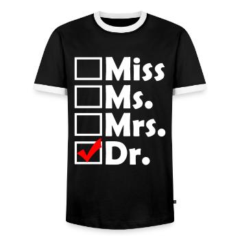 Doctor Doctor Specialist physician - Men's Ringer Shirt - black/white - Front - AI Model Female 172 light (172cm) & AI Model Male 178 light (178cm)