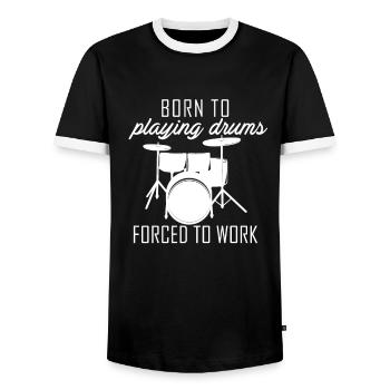 Schlagzeuger Drummer Drums Schlagzeug spielen Band - Männer Kontrast-T-Shirt - Schwarz/Weiß - Vorne - AI Model Female 172 light (172cm) & AI Model Male 178 light (178cm)