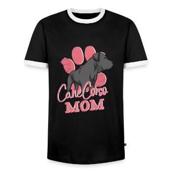 Cane Corso Mom - Dogs Owner Design Malosser - Men's Ringer Shirt - black/white - Front - AI Model Female 172 light (172cm) & AI Model Male 178 light (178cm)