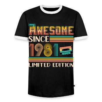 Vintage 1981 Limited Edition Femmes Femmes - T-shirt contrasté Homme - noir/blanc - Devant - AI Model Female 172 light (172cm) & AI Model Male 178 light (178cm)