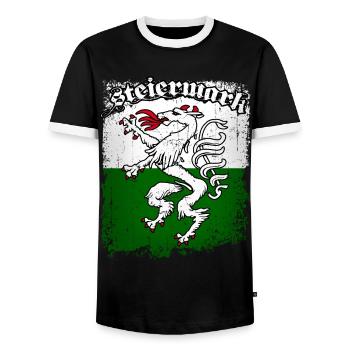 Steiermark - Männer Kontrast-T-Shirt - Schwarz/Weiß - Vorne - AI Model Female 172 light (172cm) & AI Model Male 178 light (178cm)
