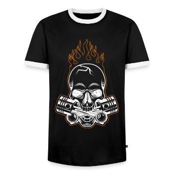 Motorcycle Gift Motorsport Racer Motorbike Biker - Men's Ringer Shirt - black/white - Front - AI Model Female 172 light (172cm) & AI Model Male 178 light (178cm)