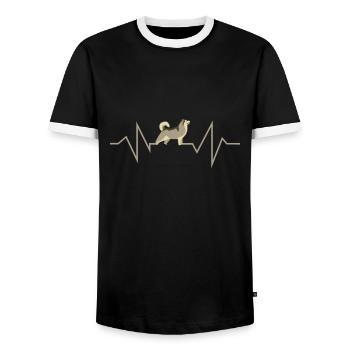 Husky chien sibérien chien huskies chien huskies chien huskies propriétaire de chien - T-shirt contrasté Homme - noir/blanc - Devant - AI Model Female 172 light (172cm) & AI Model Male 178 light (178cm)