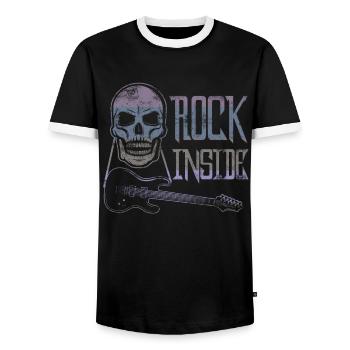 Rock & Roll Guitar Rock and Roll - Men's Ringer Shirt - black/white - Front - AI Model Female 172 light (172cm) & AI Model Male 178 light (178cm)