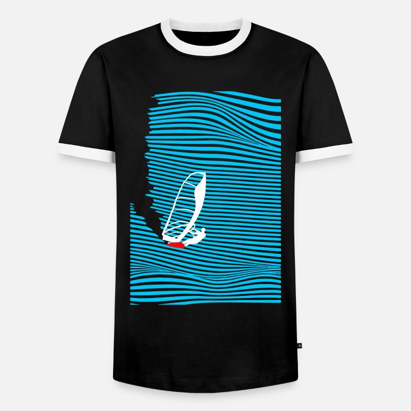 Windsurfer Windsurfen Welle - Männer Kontrast-T-Shirt - Schwarz/Weiß
