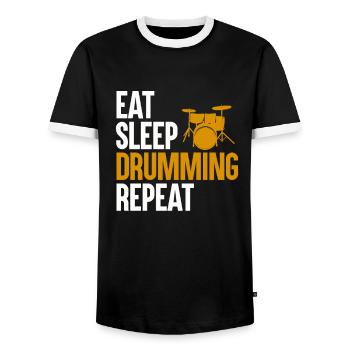 Schlagzeuger Drummer Schlagzeug Spruch Drumsticks - Männer Kontrast-T-Shirt - Schwarz/Weiß - Vorne - AI Model Female 172 light (172cm) & AI Model Male 178 light (178cm)