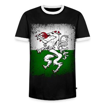 Steiermark Fahne Flagge Steirischer Panther Wappen - Männer Kontrast-T-Shirt - Schwarz/Weiß - Vorne - AI Model Female 172 light (172cm) & AI Model Male 178 light (178cm)