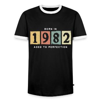1982 Geburtstag vintage Geschenkidee - Männer Kontrast-T-Shirt - Schwarz/Weiß - Vorne - AI Model Female 172 light (172cm) & AI Model Male 178 light (178cm)
