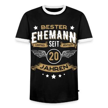 Bester Ehemann seit 20 Jahren Geschenk - Männer Kontrast-T-Shirt - Schwarz/Weiß - Vorne - AI Model Female 172 light (172cm) & AI Model Male 178 light (178cm)