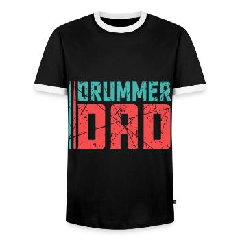 Schlagzeugspieler Schlagzeug Papa - Männer Kontrast-T-Shirt - Schwarz/Weiß - Vorne - AI Model Female 172 light (172cm) & AI Model Male 178 light (178cm)