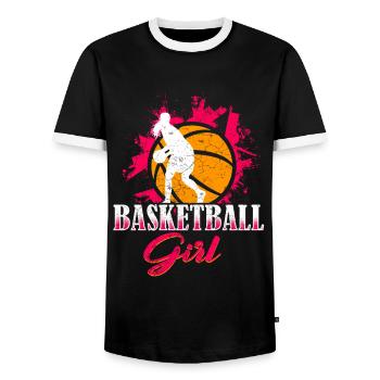 Basket-ball filles - T-shirt contrasté Homme - noir/blanc - Devant - AI Model Female 172 light (172cm) & AI Model Male 178 light (178cm)