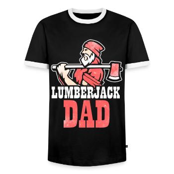 Lumberjack woodworker woodcutter father - Men's Ringer Shirt - black/white - Front - AI Model Female 172 light (172cm) & AI Model Male 178 light (178cm)