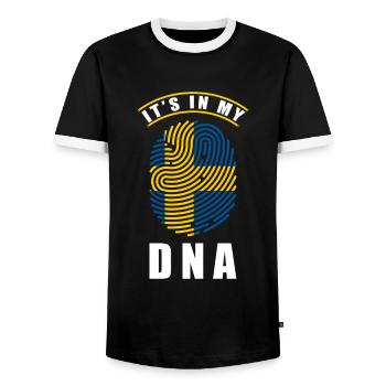 Schweden DNA schwedische Flagge - Männer Kontrast-T-Shirt - Schwarz/Weiß - Vorne - AI Model Female 172 light (172cm) & AI Model Male 178 light (178cm)