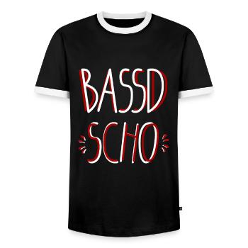 Bassd scho Franken fränkisch fränggisch Geschenk - Männer Kontrast-T-Shirt - Schwarz/Weiß - Vorne - AI Model Female 172 light (172cm) & AI Model Male 178 light (178cm)