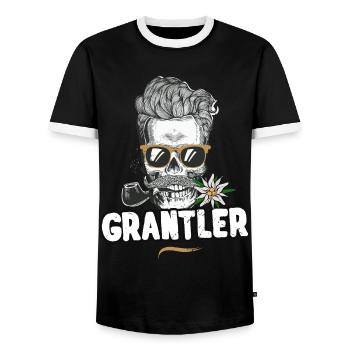 Grantler Totenkopf Bayern Bua Bayrischer Dialekt - Männer Kontrast-T-Shirt - Schwarz/Weiß - Vorne - AI Model Female 172 light (172cm) & AI Model Male 178 light (178cm)