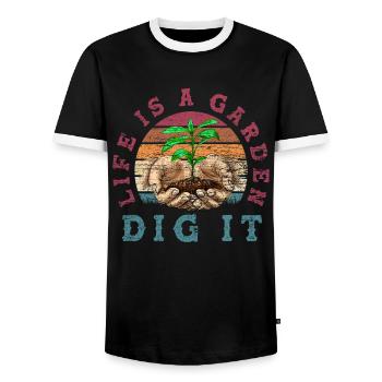 Leben Garten Gärtner - Männer Kontrast-T-Shirt - Schwarz/Weiß - Vorne - AI Model Female 172 light (172cm) & AI Model Male 178 light (178cm)