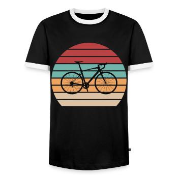 Gravelbike Gravel Rennrad Fahrrad - Männer Kontrast-T-Shirt - Schwarz/Weiß - Vorne - AI Model Female 172 light (172cm) & AI Model Male 178 light (178cm)