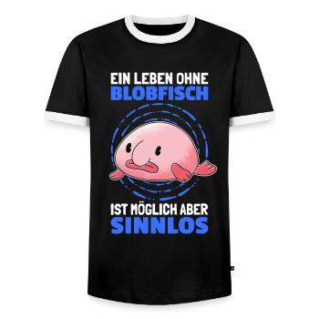 Leben ohne Blobfisch hässlicher Fisch Humor - Männer Kontrast-T-Shirt - Schwarz/Weiß - Vorne - AI Model Female 172 light (172cm) & AI Model Male 178 light (178cm)