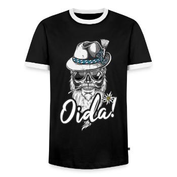 Oida! Bayern Wien bayrischer wiener Dialekt Tracht - Männer Kontrast-T-Shirt - Schwarz/Weiß - Vorne - AI Model Female 172 light (172cm) & AI Model Male 178 light (178cm)