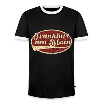 Frankfurt am main Retro Tshirt Geschenk - Männer Kontrast-T-Shirt - Schwarz/Weiß - Vorne - AI Model Female 172 light (172cm) & AI Model Male 178 light (178cm)
