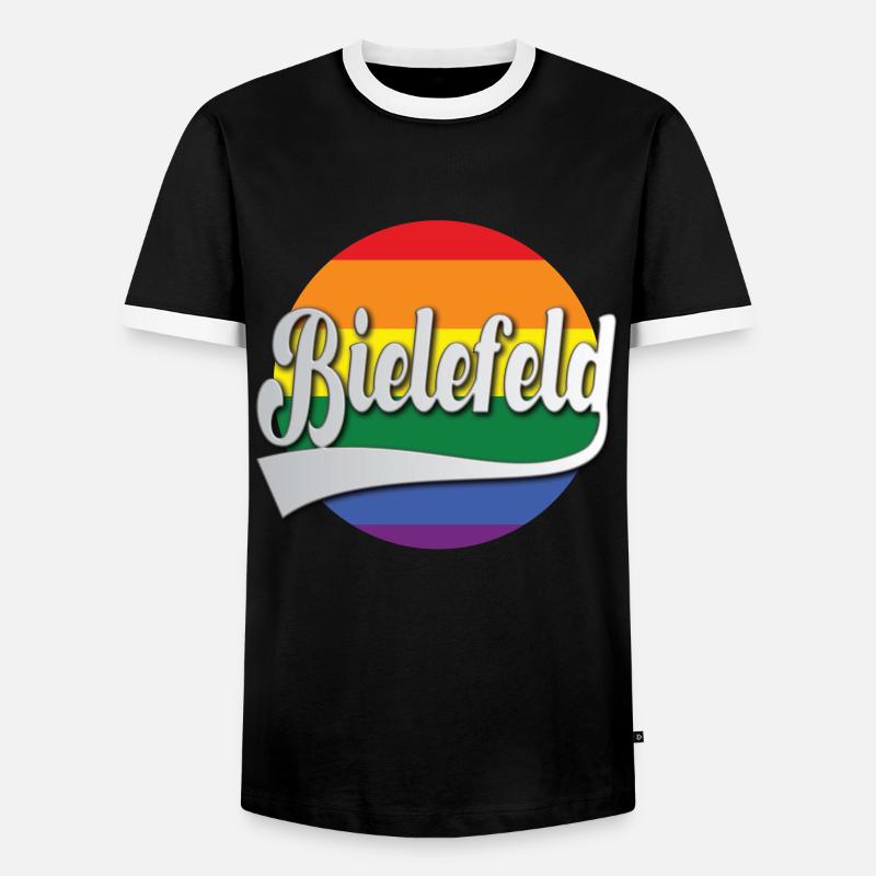 Bielefeld Regenbogen Tshirt Geschenk - Men's Ringer Shirt - black/white