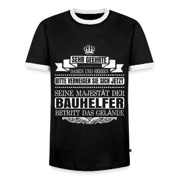 Bauhelfer Bauarbeiter Baustelle Hausbau Baubeginn - Männer Kontrast-T-Shirt - Schwarz/Weiß - Vorne - AI Model Female 172 light (172cm) & AI Model Male 178 light (178cm)