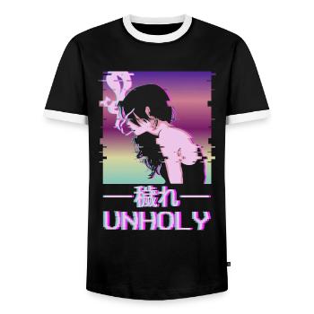 Unholy Aesthetic Anime Girl Smoking cadeau - T-shirt contrasté Homme - noir/blanc - Devant - AI Model Female 172 light (172cm) & AI Model Male 178 light (178cm)