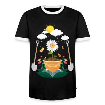 Garten - Männer Kontrast-T-Shirt - Schwarz/Weiß - Vorne - AI Model Female 172 light (172cm) & AI Model Male 178 light (178cm)