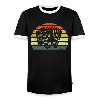 Accordéon accordéon accordéon accordéon cadeau accordéoniste - T-shirt contrasté Homme - noir/blanc - Devant - AI Model Female 172 light (172cm) & AI Model Male 178 light (178cm)