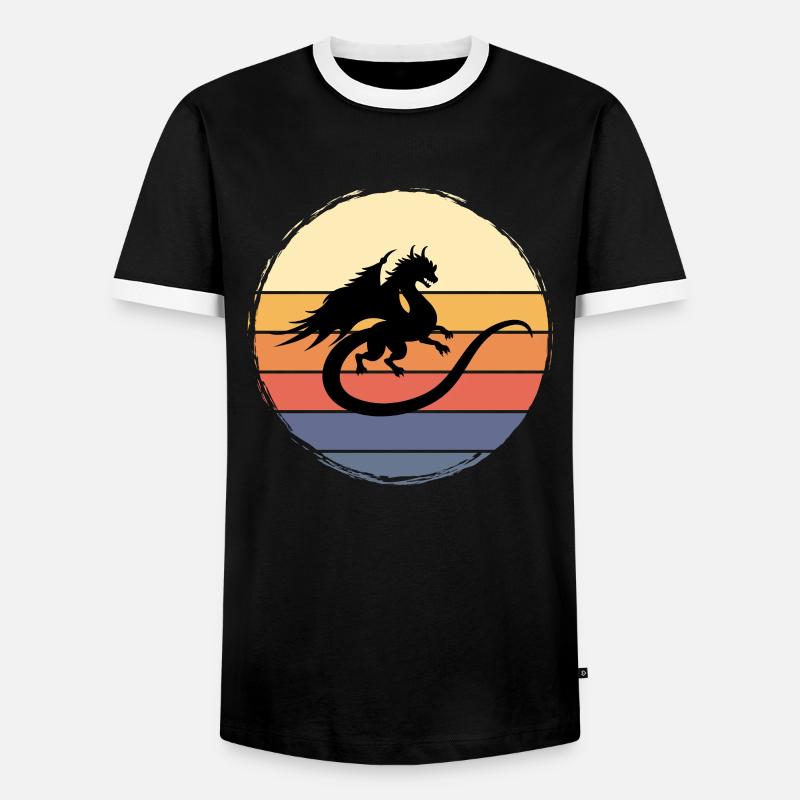 Dragon Mythical creature Lizard - Men's Ringer Shirt - black/white