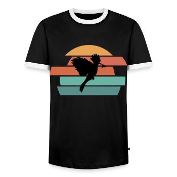 Hoopoe bird nature protection - Men's Ringer Shirt - black/white - Front - AI Model Female 172 light (172cm) & AI Model Male 178 light (178cm)