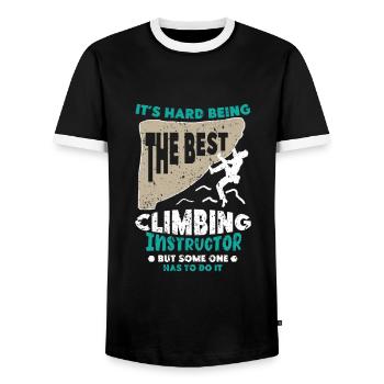 Instructeur d’escalade d’escalade professeur de grimpeur - T-shirt contrasté Homme - noir/blanc - Devant - AI Model Female 172 light (172cm) & AI Model Male 178 light (178cm)