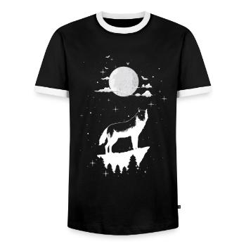 Wolf - Männer Kontrast-T-Shirt - Schwarz/Weiß - Vorne - AI Model Female 172 light (172cm) & AI Model Male 178 light (178cm)