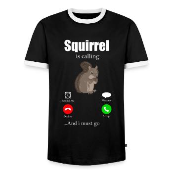 Squirrel Tshirt Chipmunk Squirrel Nut - Men's Ringer Shirt - black/white - Front - AI Model Female 172 light (172cm) & AI Model Male 178 light (178cm)