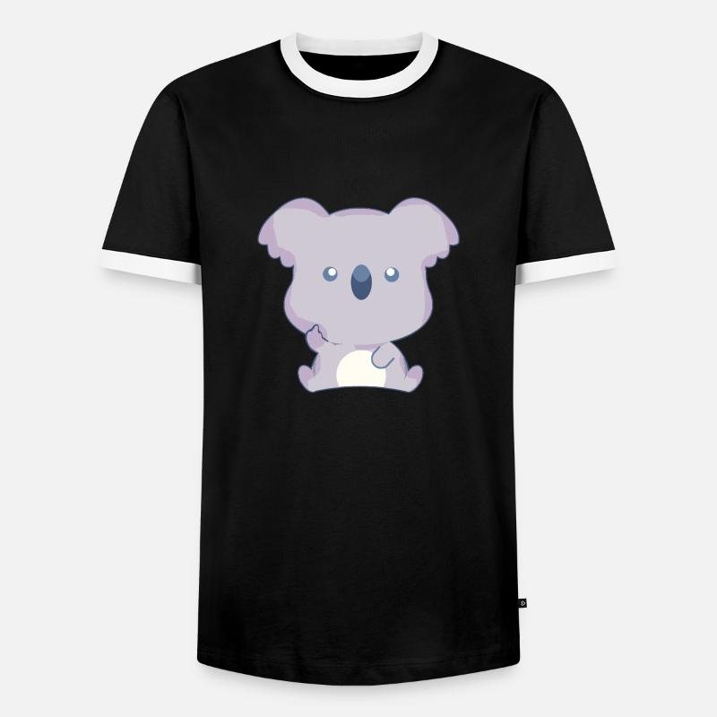 Koala middle finger - Men's Ringer Shirt - black/white