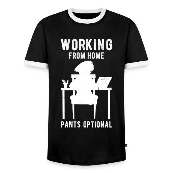 À la maison, le sort de travail drôle - T-shirt contrasté Homme - noir/blanc - Devant - AI Model Female 172 light (172cm) & AI Model Male 178 light (178cm)