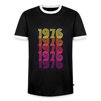 1976 Retro Vintage Geburtstagsgeschenk - Männer Kontrast-T-Shirt - Schwarz/Weiß - Vorne - AI Model Female 172 light (172cm) & AI Model Male 178 light (178cm)