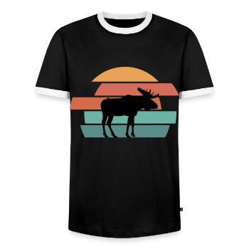 Elch - Männer Kontrast-T-Shirt - Schwarz/Weiß - Vorne - AI Model Female 172 light (172cm) & AI Model Male 178 light (178cm)