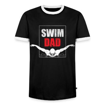 Schwimm Vater Schwimmsport Schwimmen - Männer Kontrast-T-Shirt - Schwarz/Weiß - Vorne - AI Model Female 172 light (172cm) & AI Model Male 178 light (178cm)