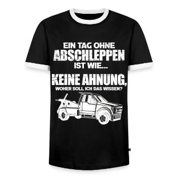 Lustiges Abschlepper Abschleppdienst LKW - Männer Kontrast-T-Shirt - Schwarz/Weiß - Vorne - AI Model Female 172 light (172cm) & AI Model Male 178 light (178cm)
