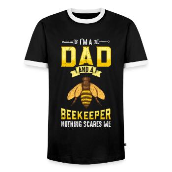 Beekeeper Tshirt Bee Zeidler Beekeeper Hummel - Men's Ringer Shirt - black/white - Front - AI Model Female 172 light (172cm) & AI Model Male 178 light (178cm)