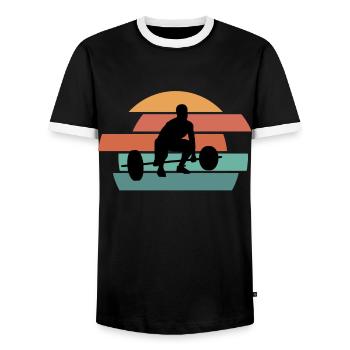 Fitness Gym Workout Pumpen - Männer Kontrast-T-Shirt - Schwarz/Weiß - Vorne - AI Model Female 172 light (172cm) & AI Model Male 178 light (178cm)