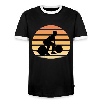 Fitness Gym Workout Pumpen - Männer Kontrast-T-Shirt - Schwarz/Weiß - Vorne - AI Model Female 172 light (172cm) & AI Model Male 178 light (178cm)