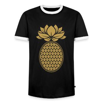 Pineapple Golden Pineapple - Men's Ringer Shirt - black/white - Front - AI Model Female 172 light (172cm) & AI Model Male 178 light (178cm)
