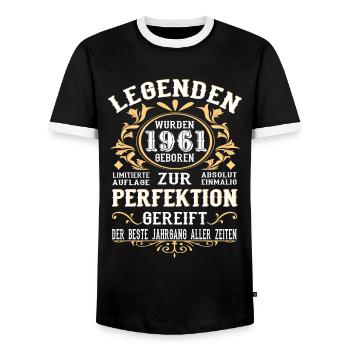 1961 Die Geburt einer Legende Geburtstag Geschenk - Männer Kontrast-T-Shirt - Schwarz/Weiß - Vorne - AI Model Female 172 light (172cm) & AI Model Male 178 light (178cm)