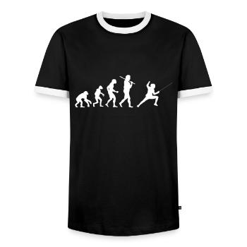 Evolution Fechten - Männer Kontrast-T-Shirt - Schwarz/Weiß - Vorne - AI Model Female 172 light (172cm) & AI Model Male 178 light (178cm)